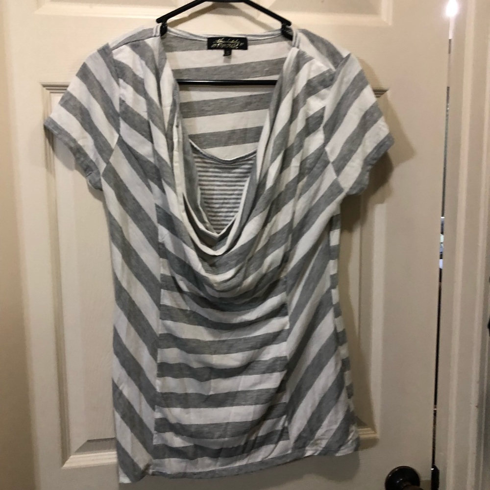 Gray and white striped top